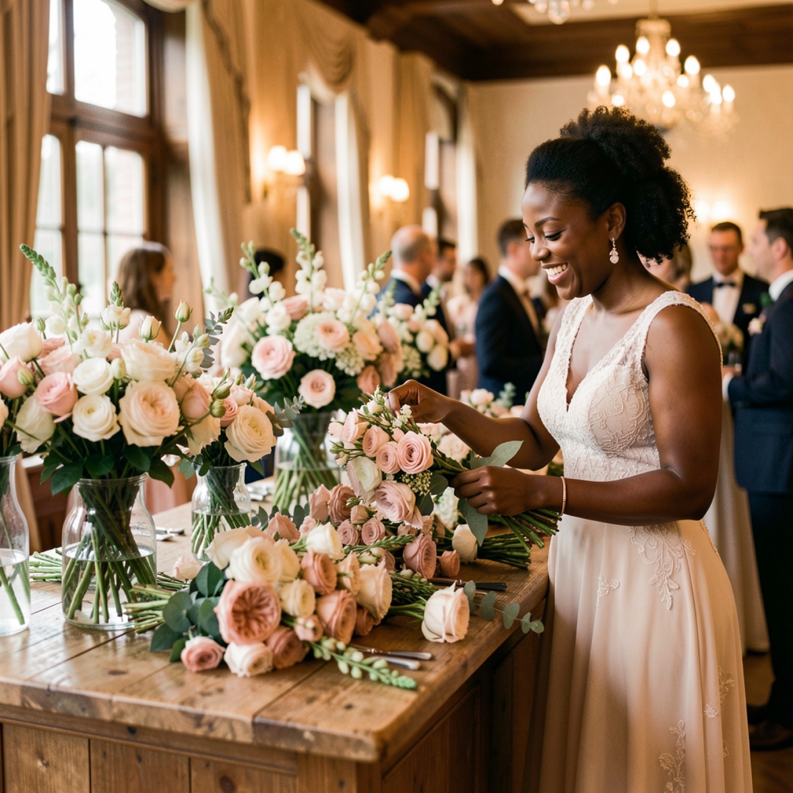 Guests building arrangements at the Bloom Bar